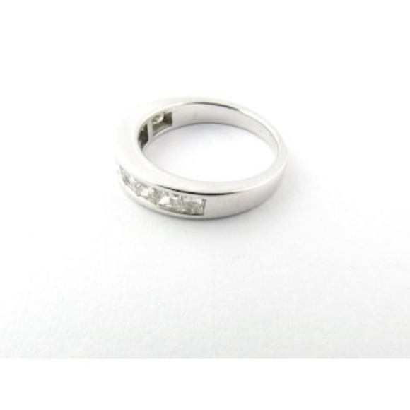 Vintage 14 Karat White Gold Princess Cut Diamond Wedding Band Size 6 #2516 - Picture 3 of 6